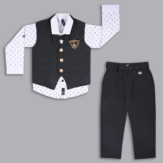 Wish Karo Shirt With Waistcoat And Pant For Boys (bsp008gry)