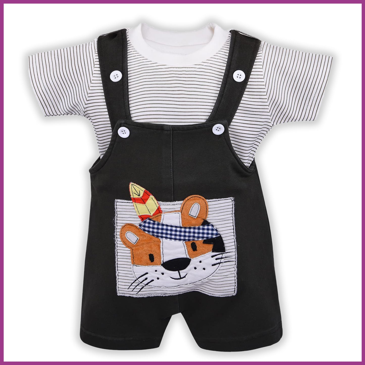 Wish Karo Baby Boys Dungaree Dress For Boys-(bt104blk)