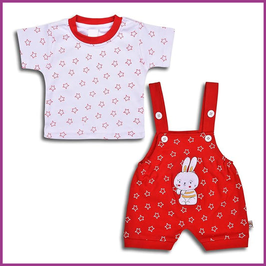 Boys Star Printed Cotton Dungaree Set