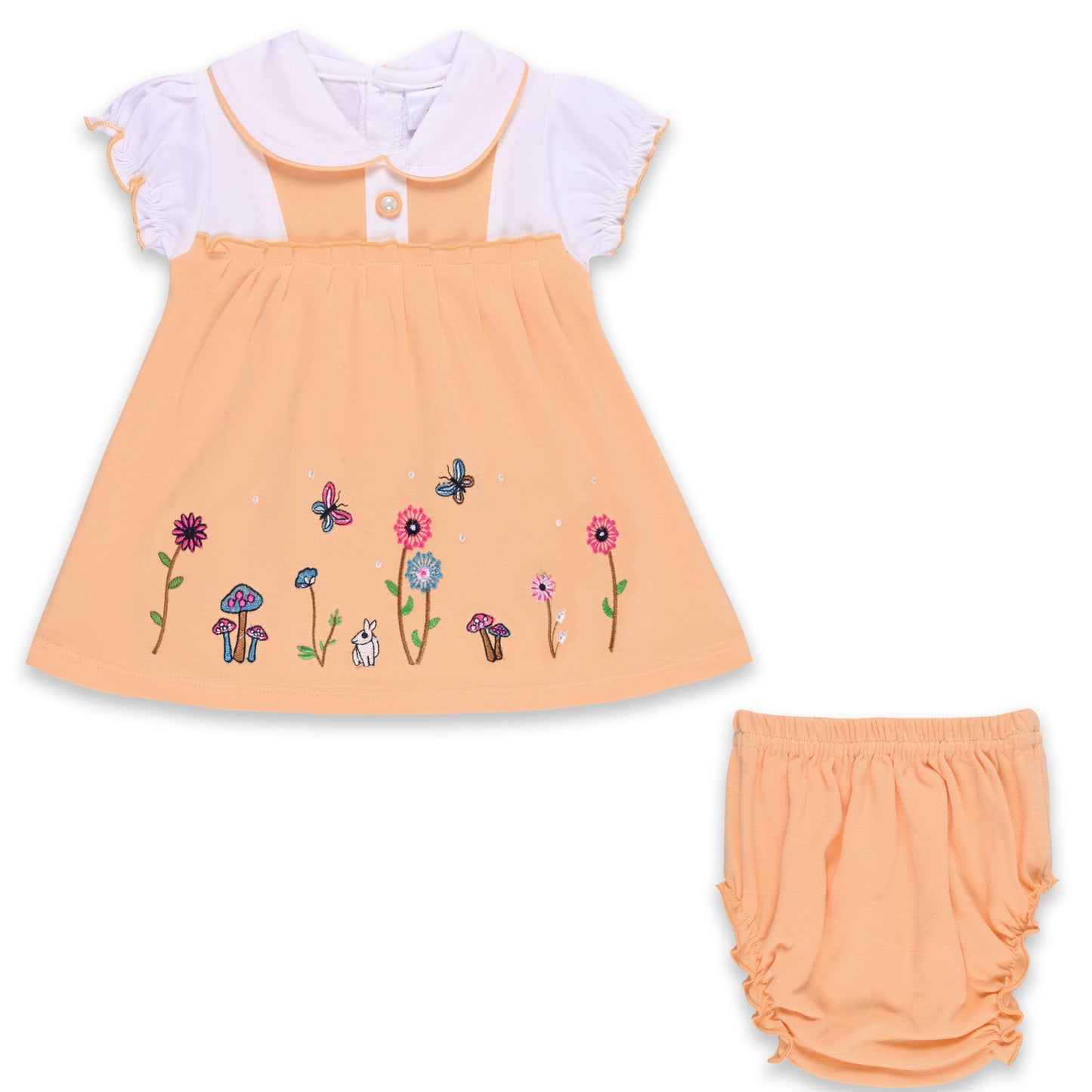 Girls Embroider Cotton A-Line short sleeve frock