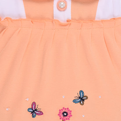 Girls Embroider Cotton A-Line short sleeve frock