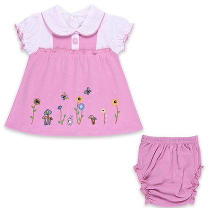 Girls Embroider Cotton A-Line short sleeve frock