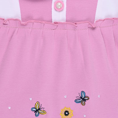 Girls Embroider Cotton A-Line short sleeve frock