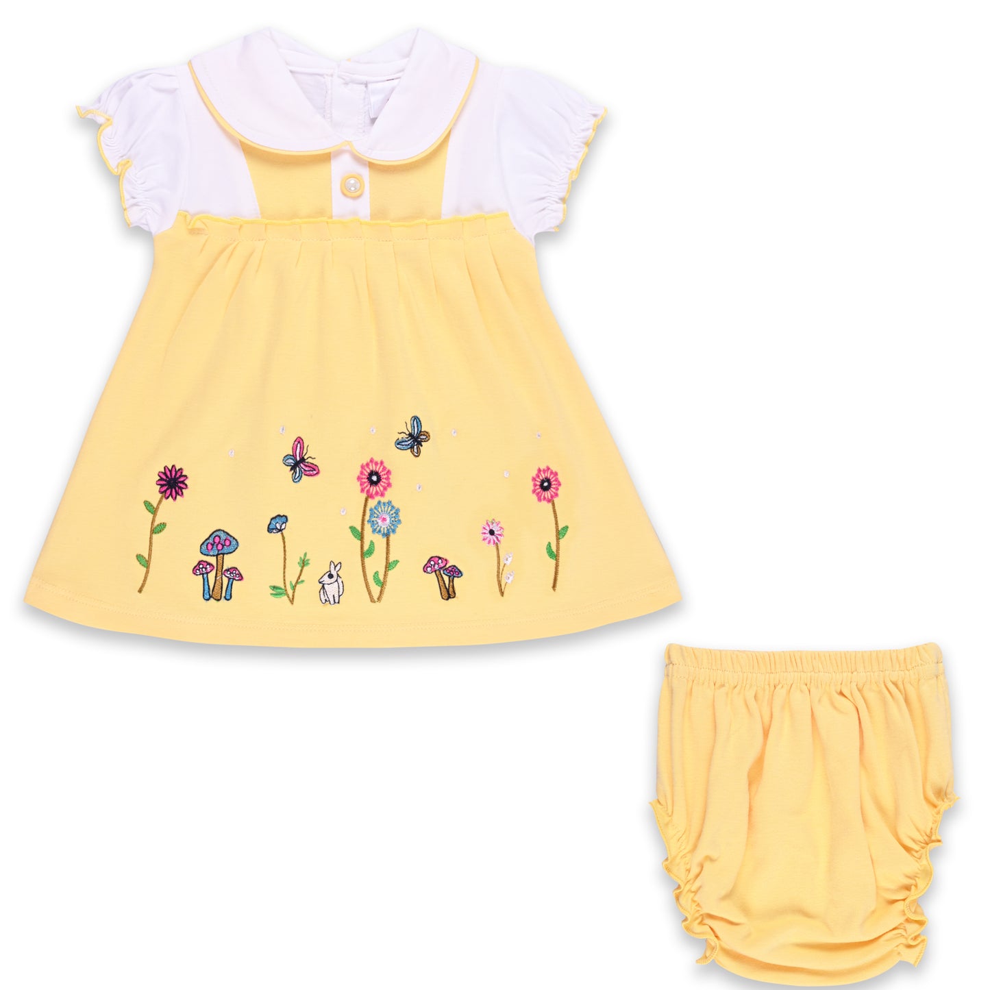 Girls Embroider Cotton A-Line short sleeve frock