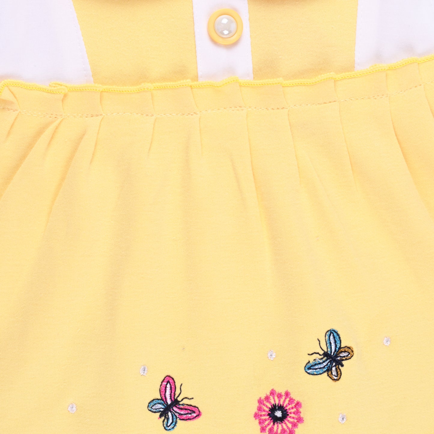 Girls Embroider Cotton A-Line short sleeve frock