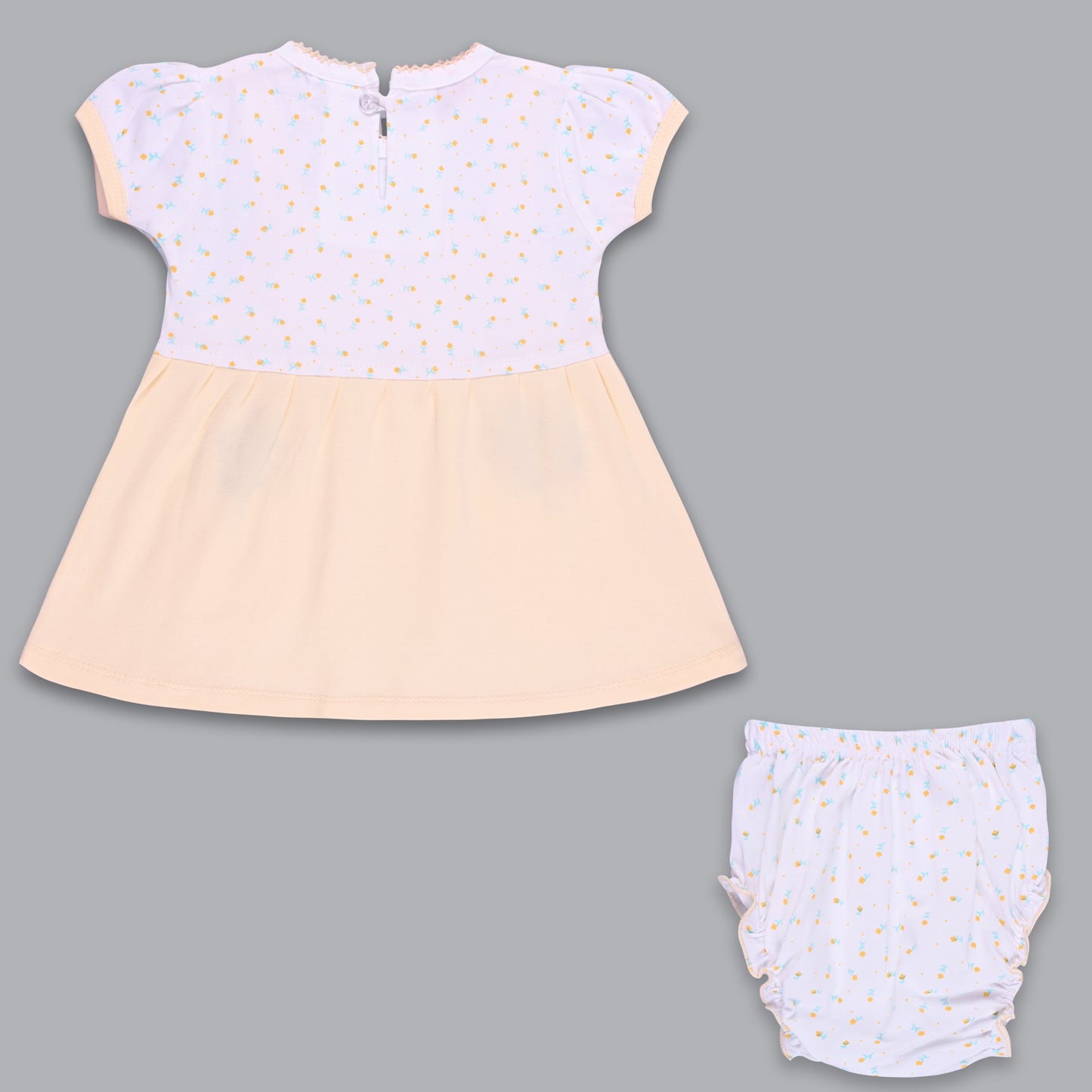 Girls Embroidered With Polka Print Frock Dress Comes With Brief.