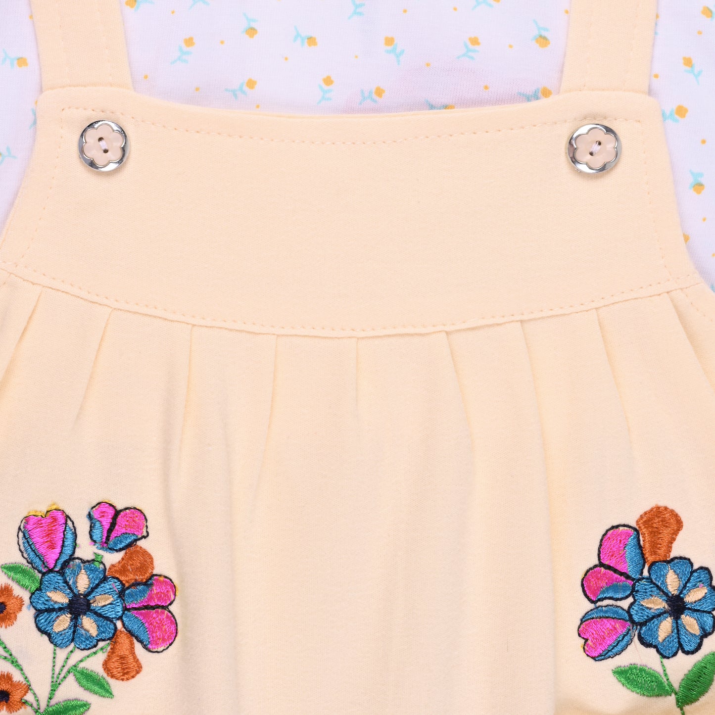 Girls Embroidered With Polka Print Frock Dress Comes With Brief.