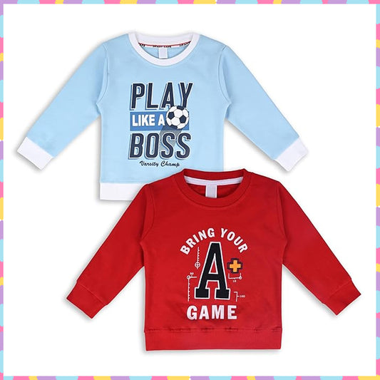 Boys and Girls Pack of 2 Typography Printed Sweatshirt