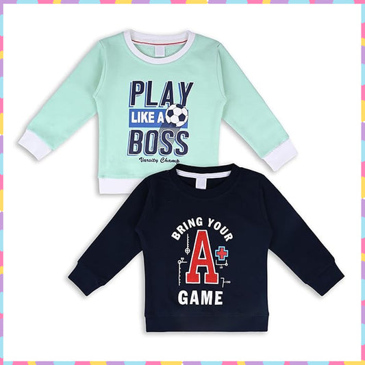 Boys and Girls Pack of 2 Typography Printed Sweatshirt