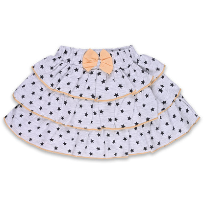 Girls Printed T-Shirt And Polka Dot Printed Skirt