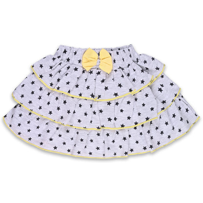 Girls Printed T-Shirt And Polka Dot Printed Skirt