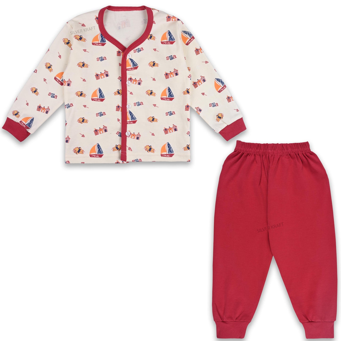 Baby Boys T-Shirt With A Printed Deign And Solid Pant