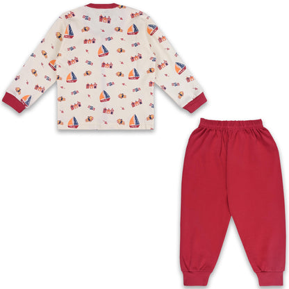 Baby Boys T-Shirt With A Printed Deign And Solid Pant