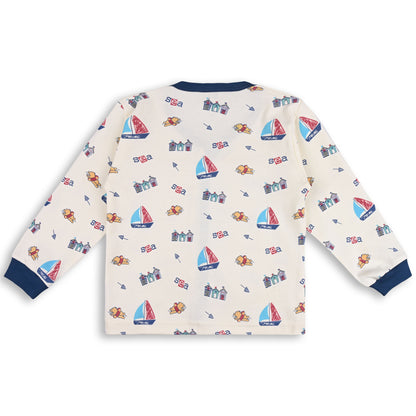 Baby Boys T-Shirt With A Printed Deign And Solid Pant