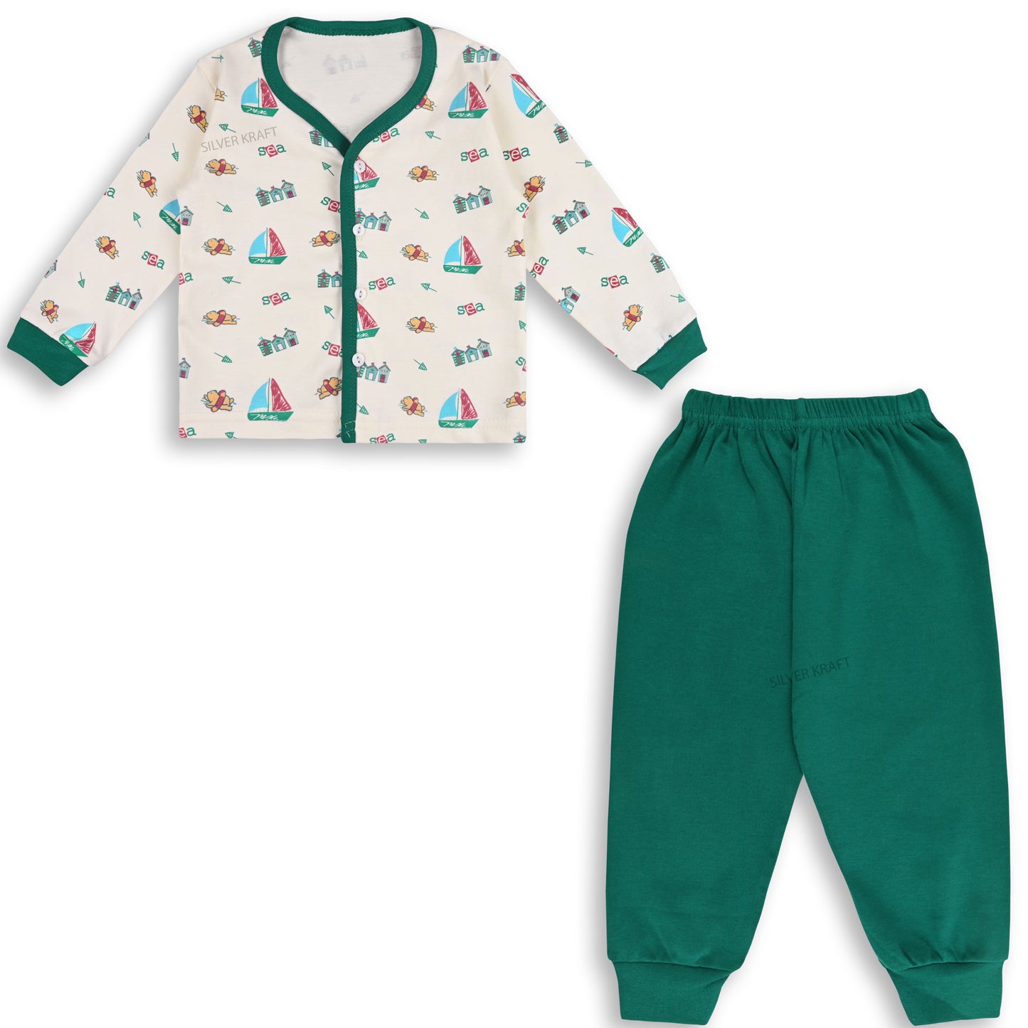 Baby Boys T-Shirt With A Printed Deign And Solid Pant