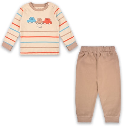 Baby Boys T-Shirt With A Printed Deign And Solid Pant