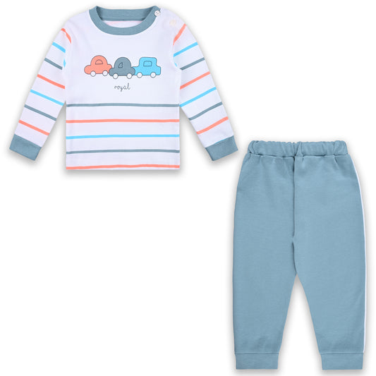 Baby Boys T-Shirt With A Printed Deign And Solid Pant