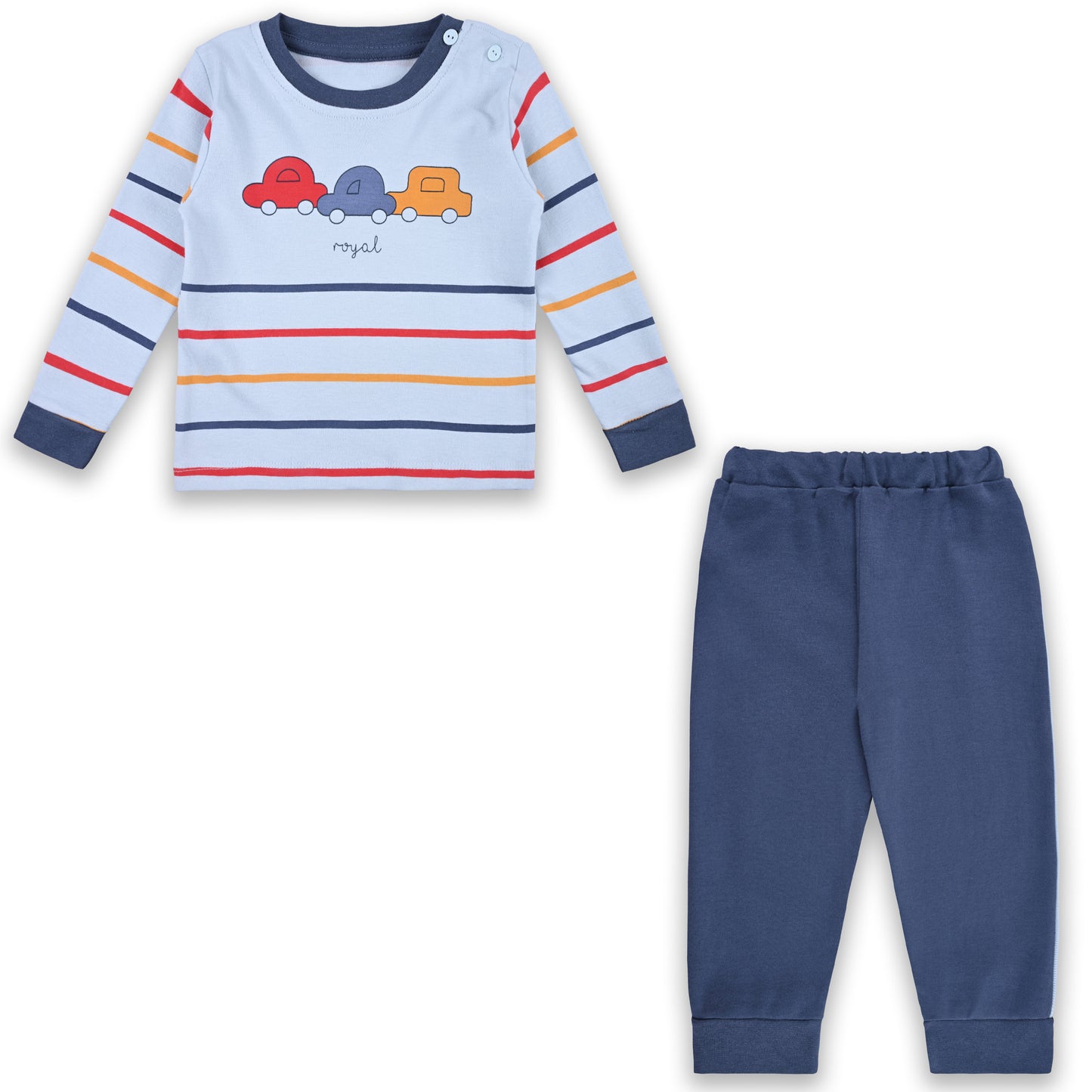 Baby Boys T-Shirt With A Printed Deign And Solid Pant