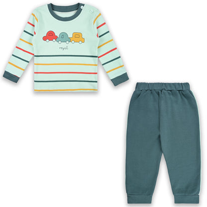 Baby Boys T-Shirt With A Printed Deign And Solid Pant