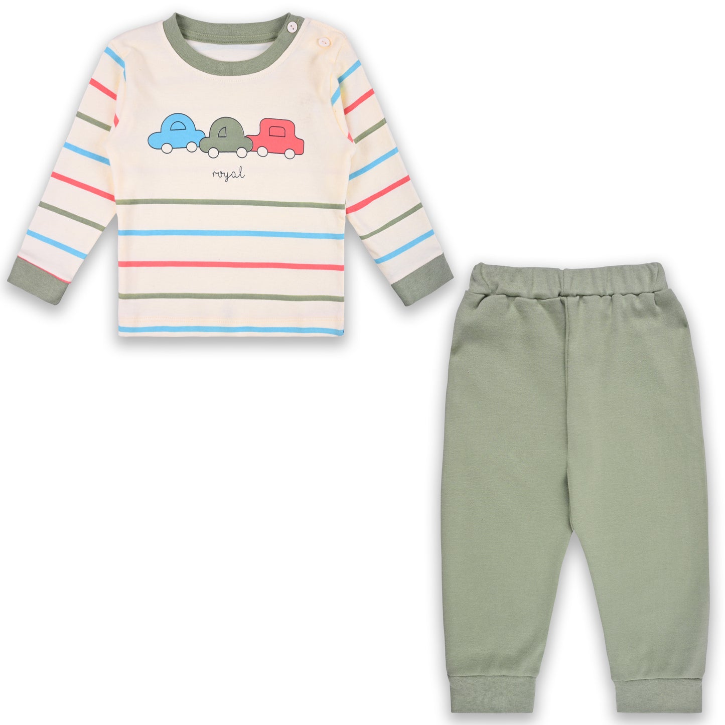 Baby Boys T-Shirt With A Printed Deign And Solid Pant