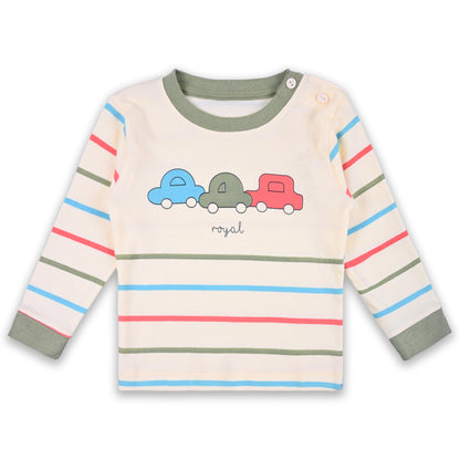 Baby Boys T-Shirt With A Printed Deign And Solid Pant