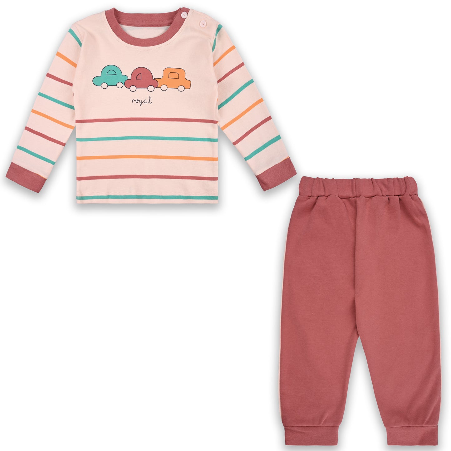 Baby Boys T-Shirt With A Printed Deign And Solid Pant