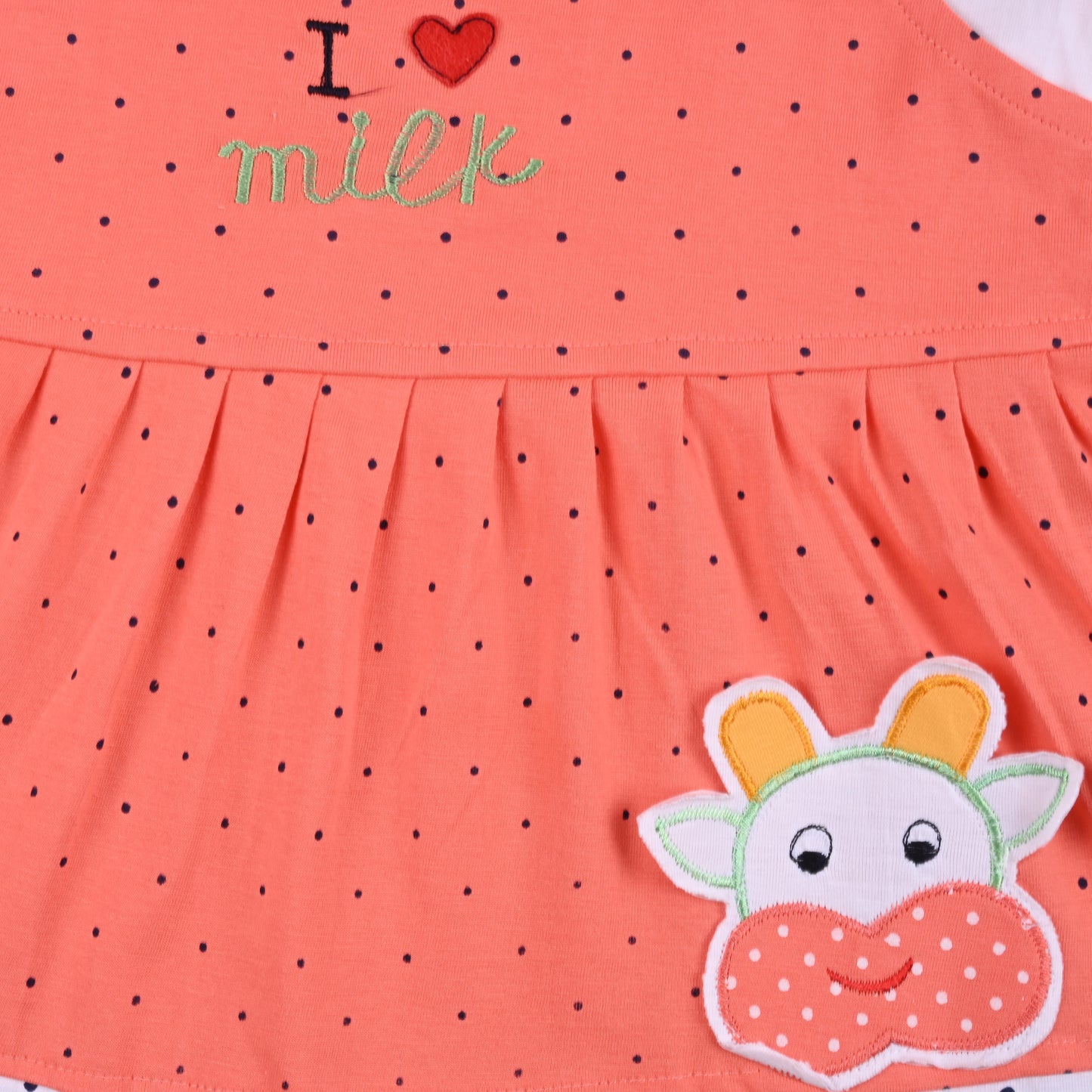 Girls Polka And Applique Print Top And Pant Full Sleeve Clothing Set