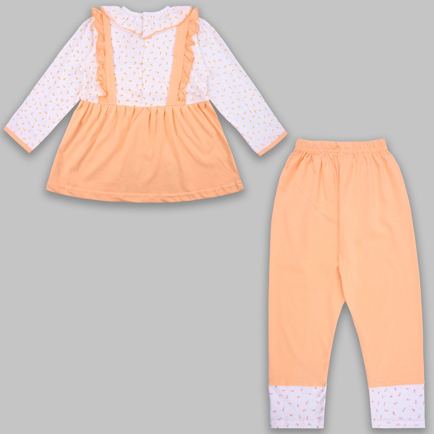 Girls Polka And Applique Print Top And Pant Full Sleeve Clothing Set