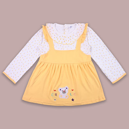 Girls Polka And Applique Print Top And Pant Full Sleeve Clothing Set