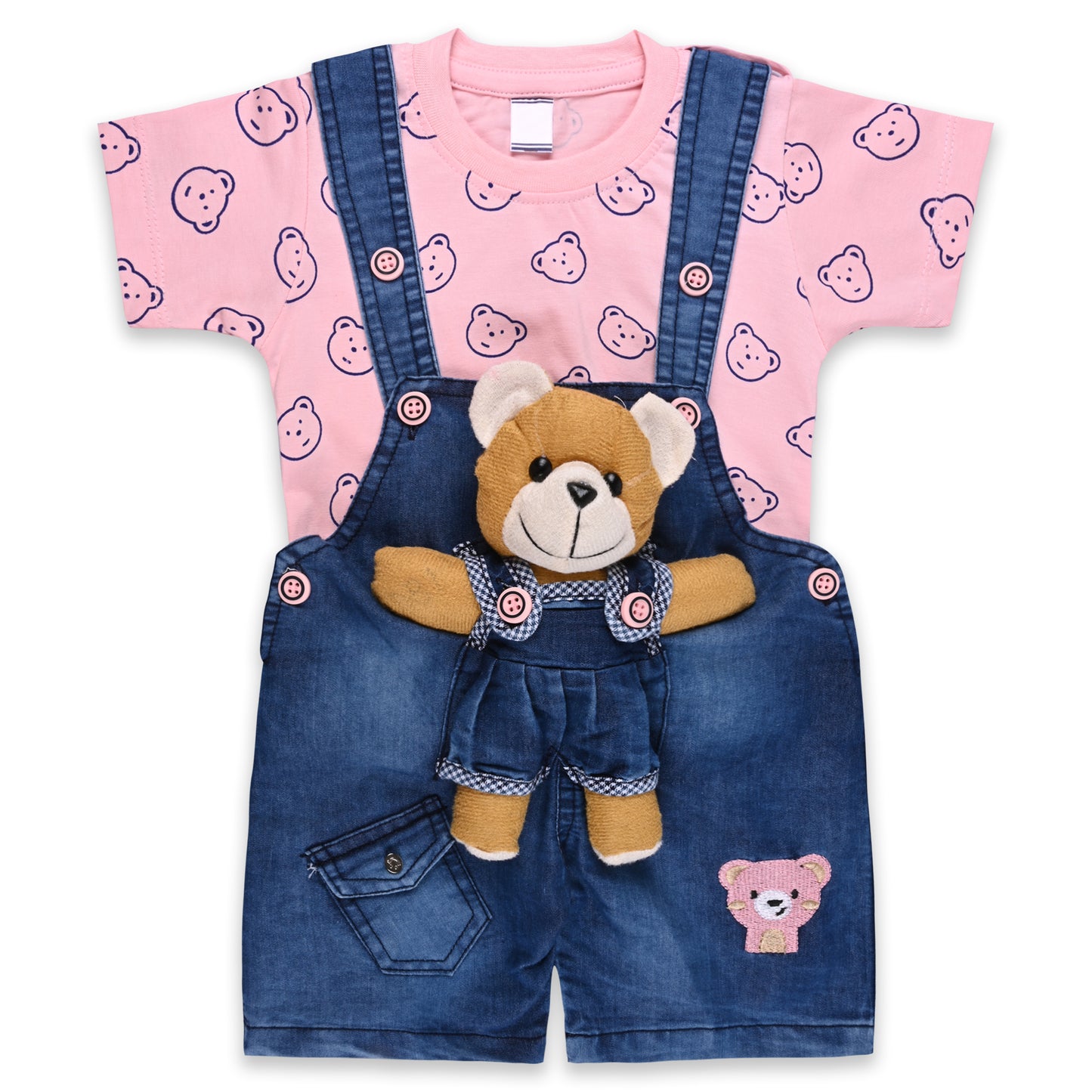 Baby Boys Applique T-Shirt and Shorts Dungaree Set