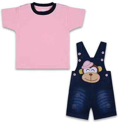 Baby Boys Applique T-Shirt and Shorts Dungaree Set