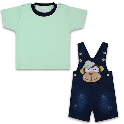 Baby Boys Applique T-Shirt and Shorts Dungaree Set