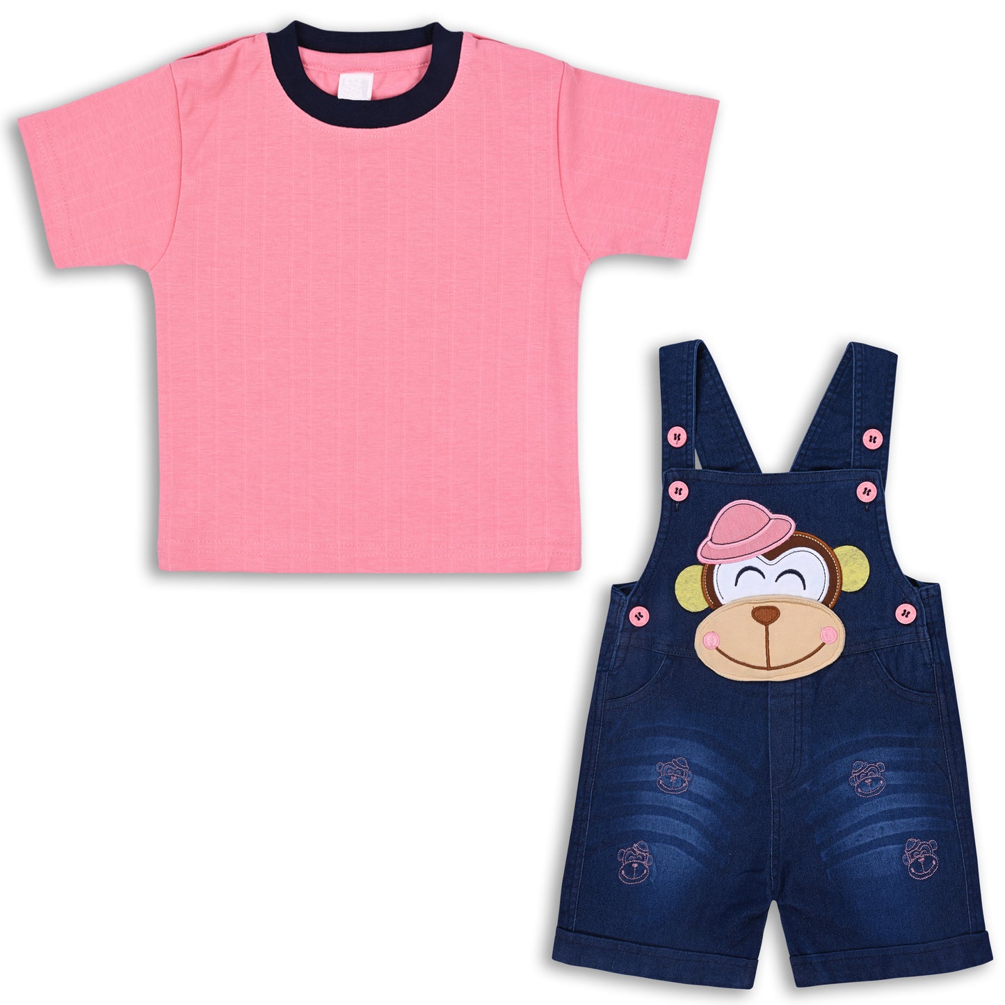 Baby Boys Applique T-Shirt and Shorts Dungaree Set