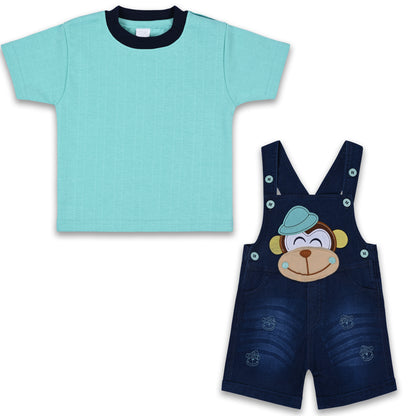 Baby Boys Applique T-Shirt and Shorts Dungaree Set