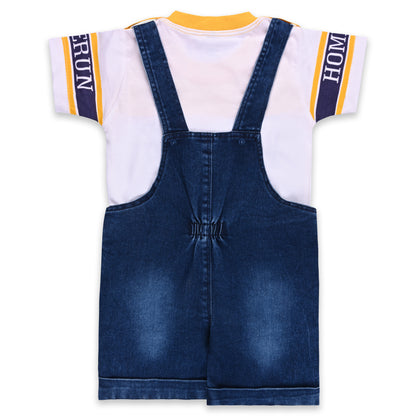 Baby Boys Printed T-Shirt and Shorts Dungaree Set