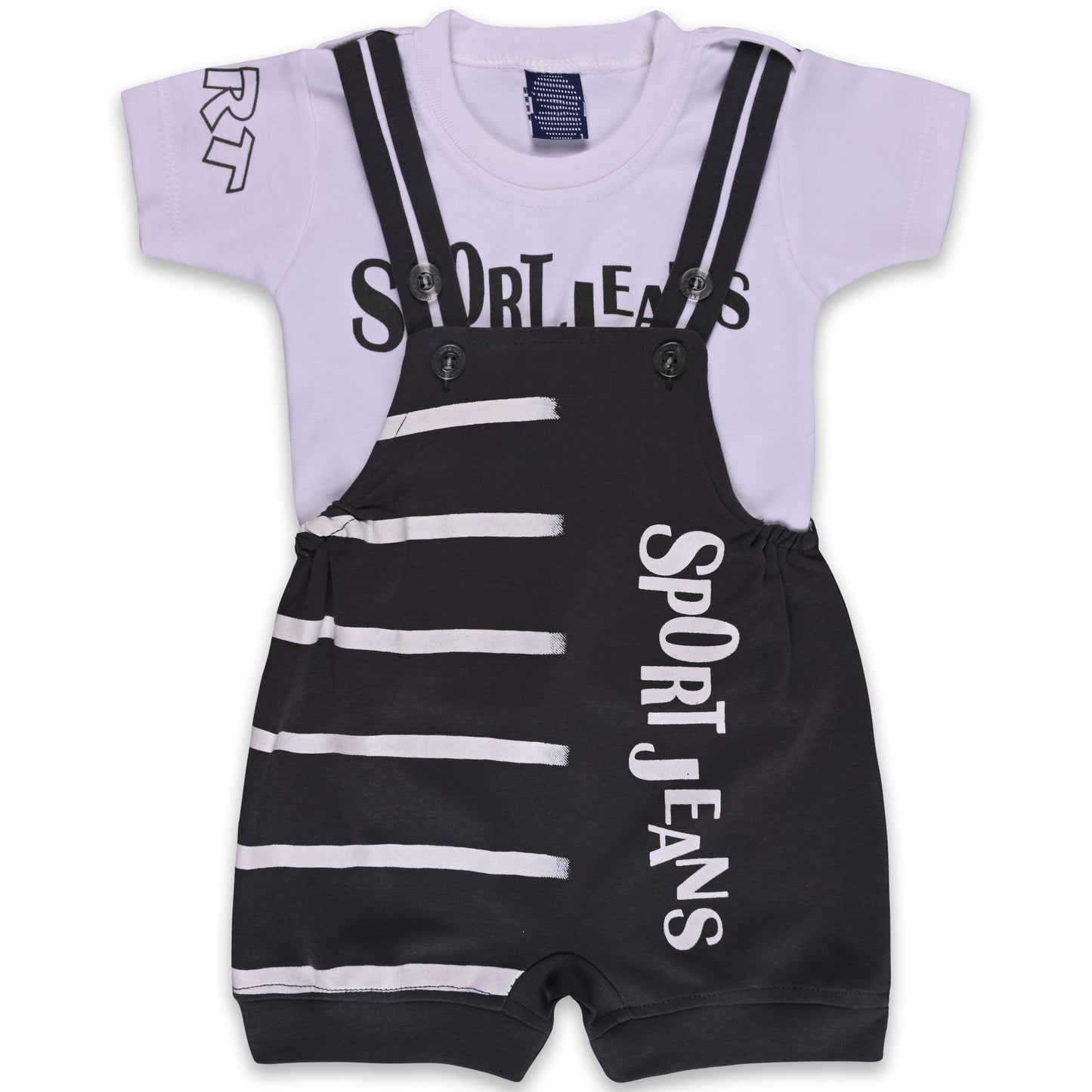 Baby Boys Striped T-Shirt and Short Dungaree Set