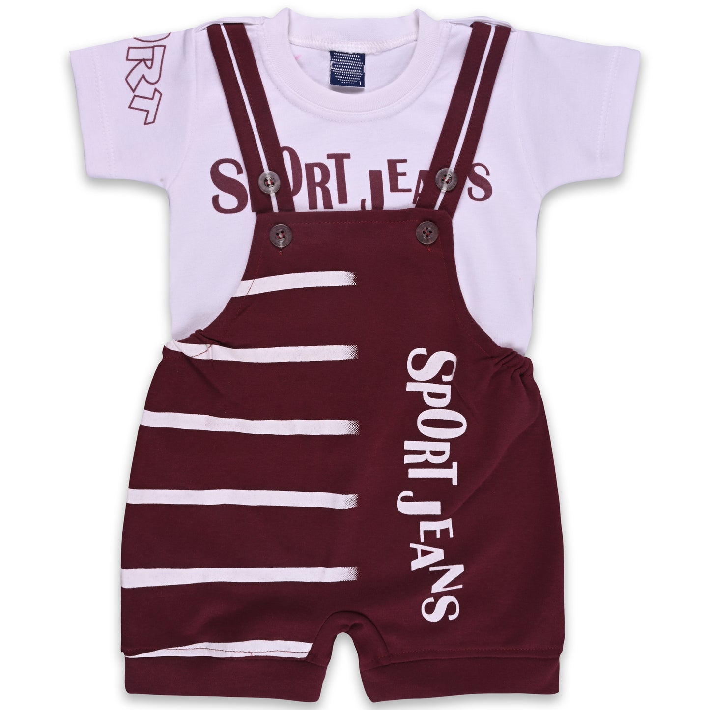 Baby Boys Striped T-Shirt and Short Dungaree Set