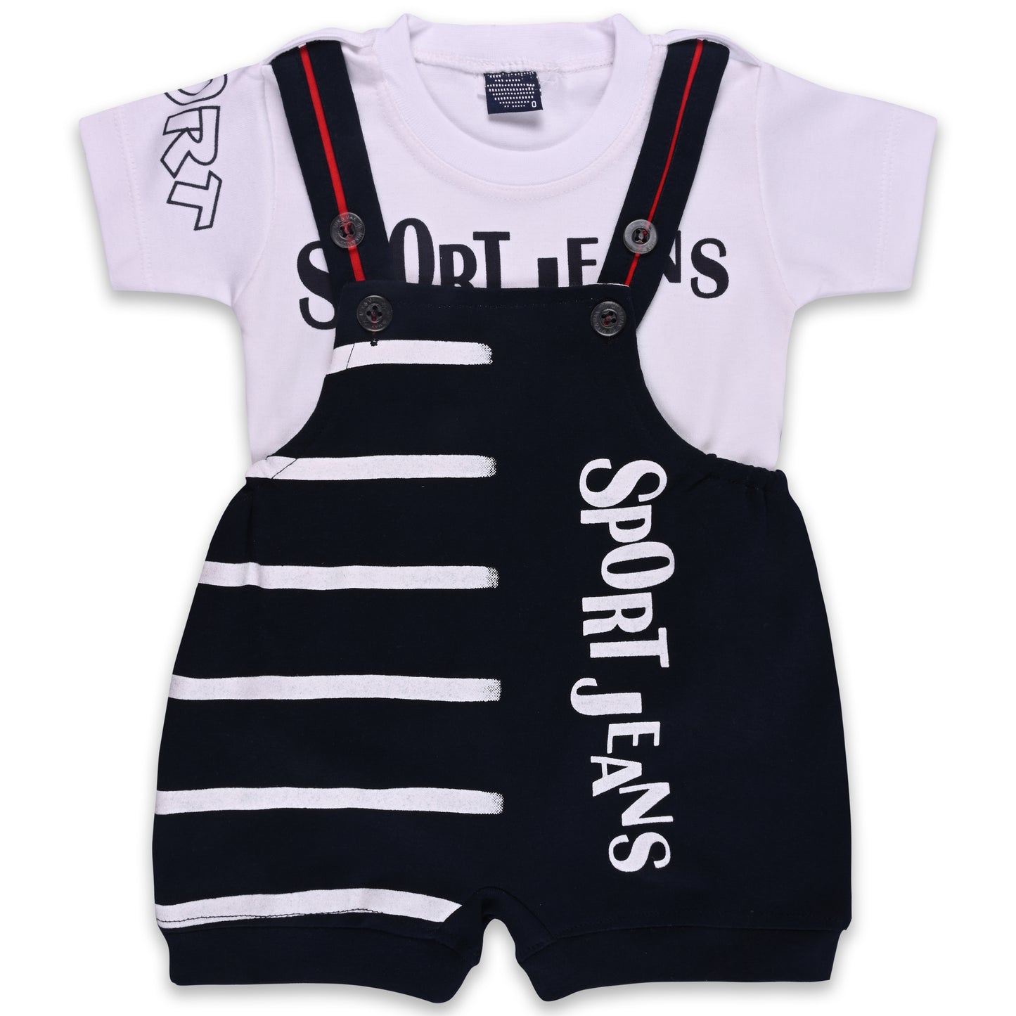 Baby Boys Striped T-Shirt and Short Dungaree Set