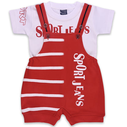 Baby Boys Striped T-Shirt and Short Dungaree Set