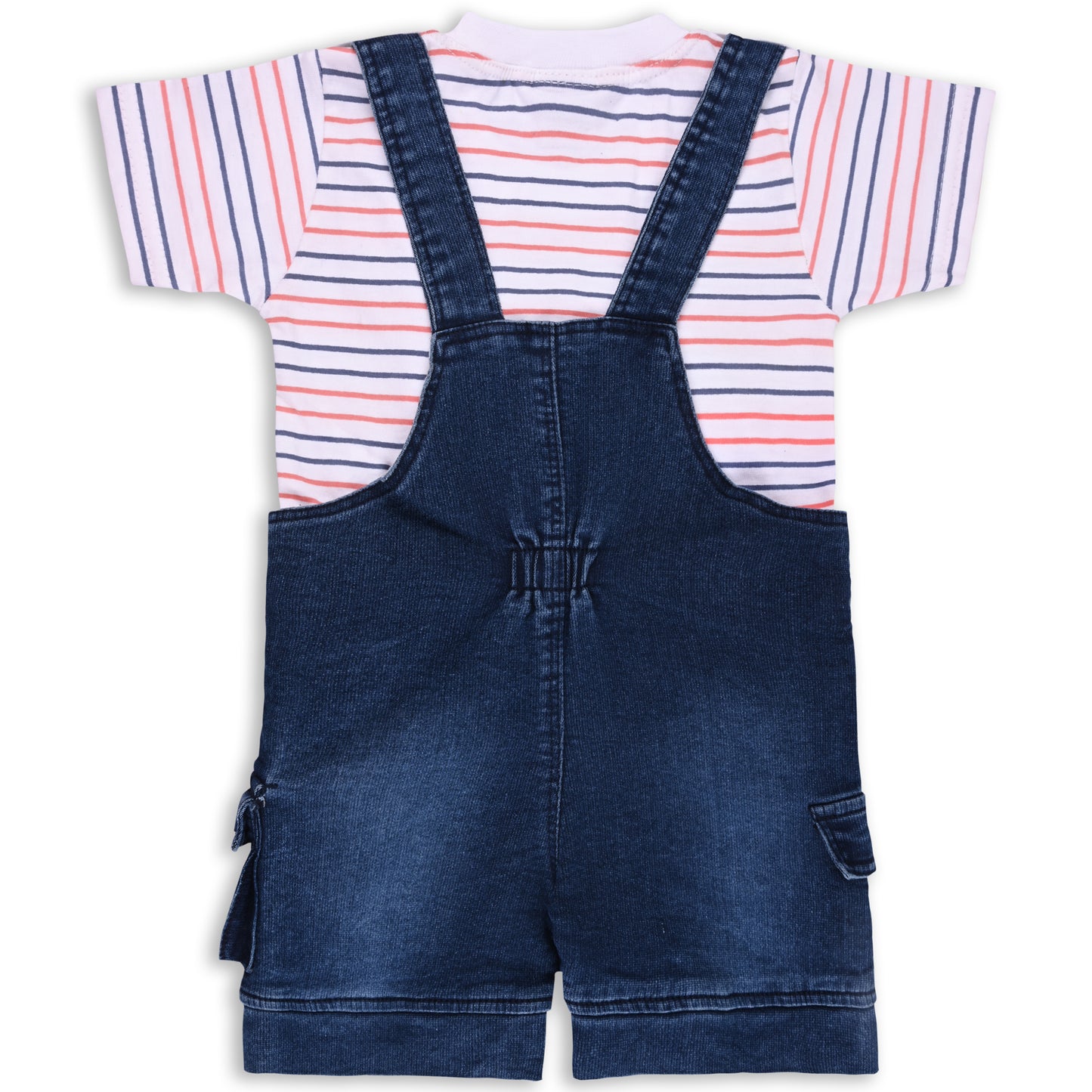 Baby Boys Striped T-Shirt and Shorts Dungaree Set