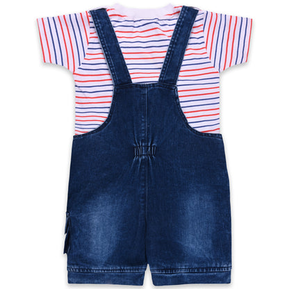 Baby Boys Striped T-Shirt and Shorts Dungaree Set