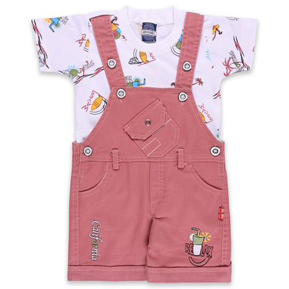 Baby Boys Graphic Print T-Shirt and Shorts Dungaree Set