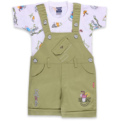 Baby Boys Graphic Print T-Shirt and Shorts Dungaree Set