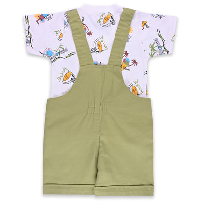 Baby Boys Graphic Print T-Shirt and Shorts Dungaree Set