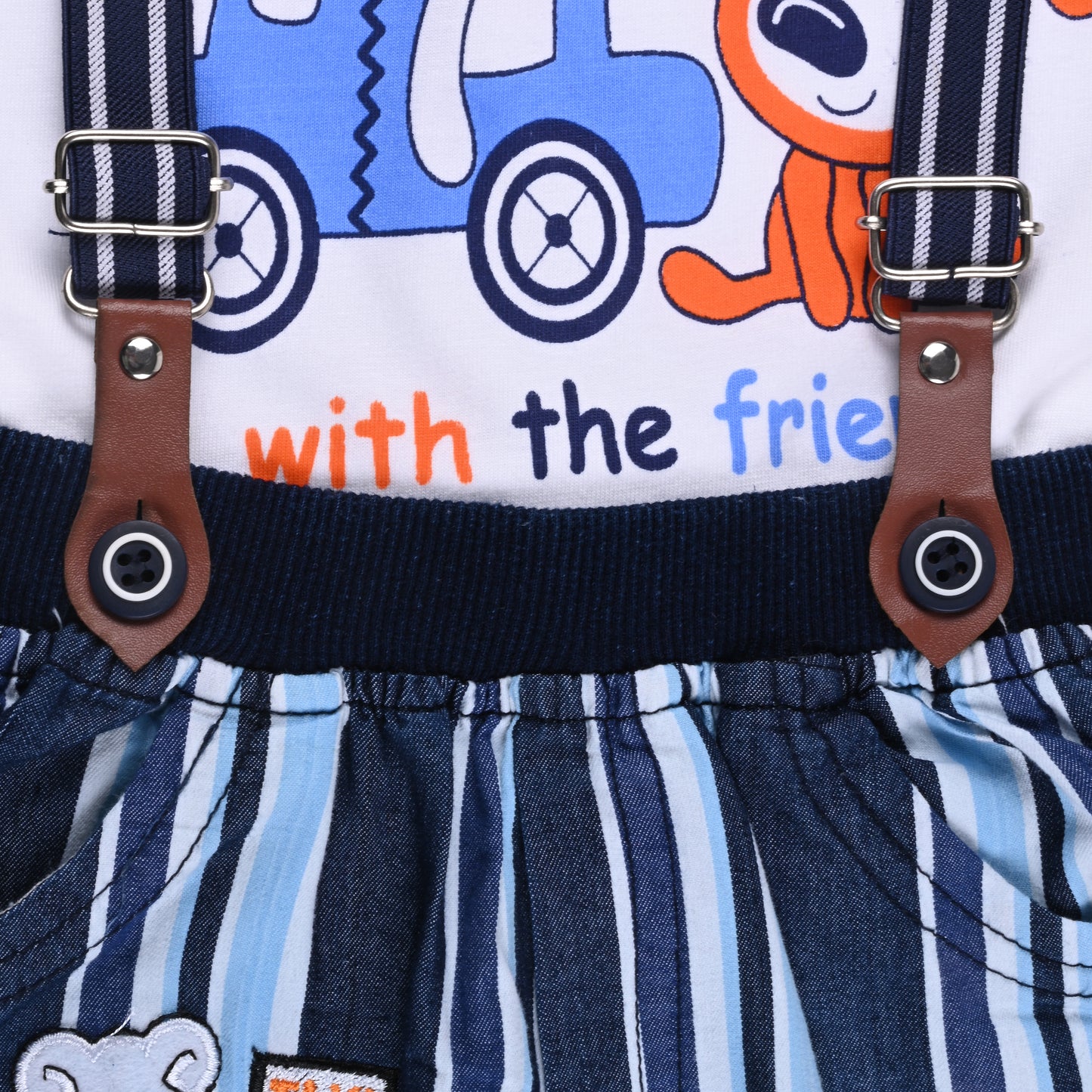 Baby Boys Striped T-Shirt and Shorts Dungaree Set