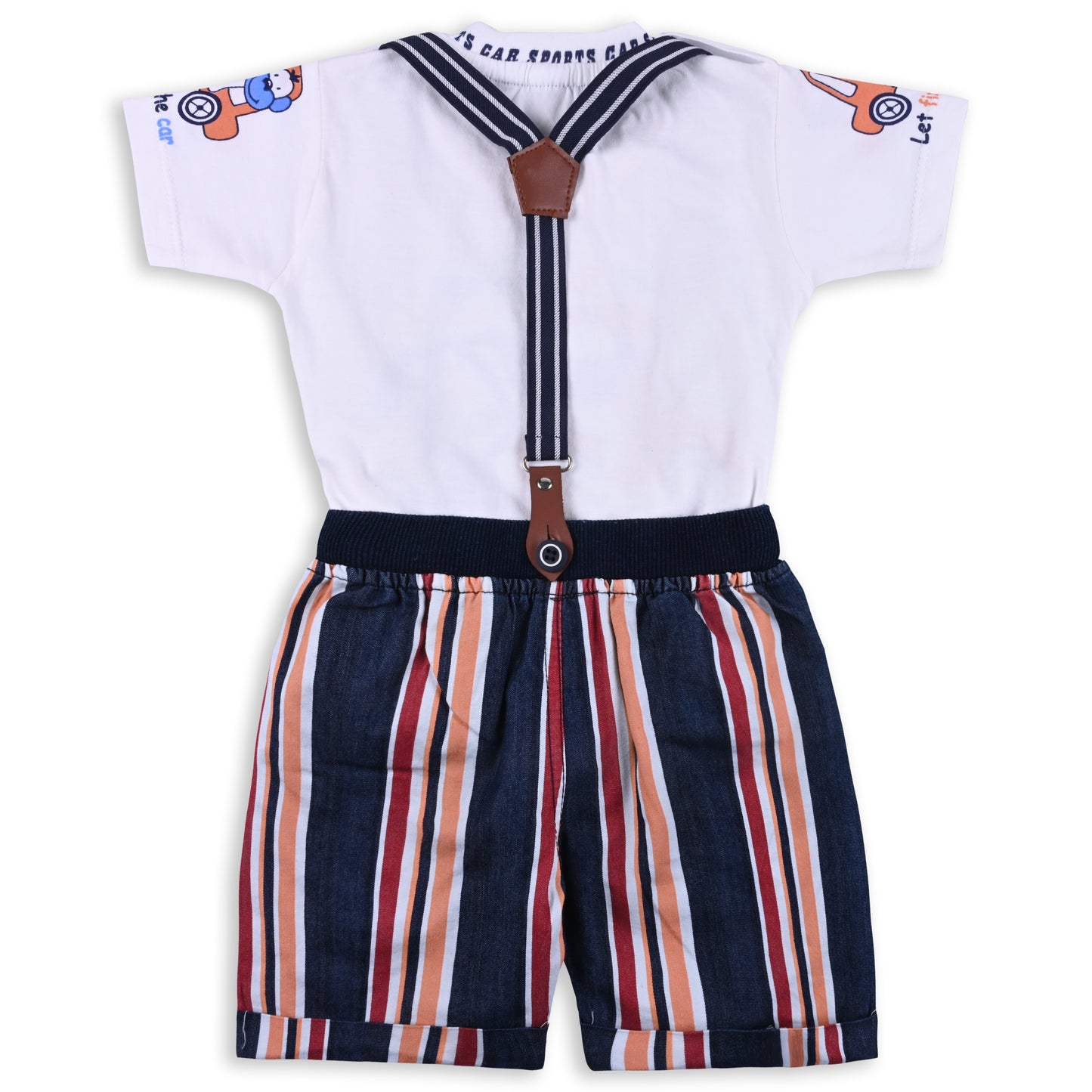 Baby Boys Striped T-Shirt and Shorts Dungaree Set