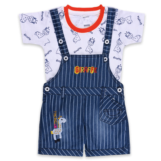 Baby Boys Animal Print T-Shirt and Shorts Dungaree Set