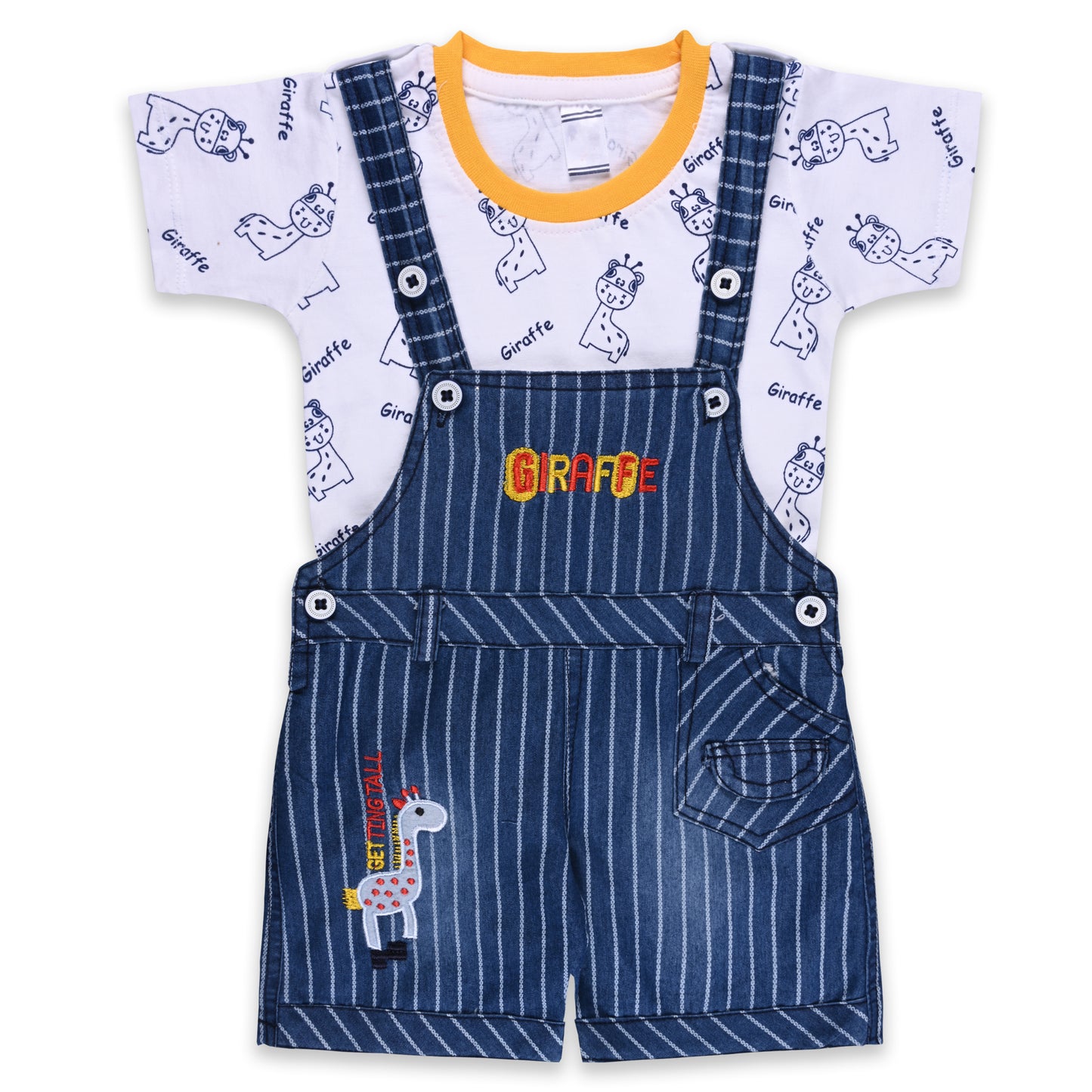 Baby Boys Animal Print T-Shirt and Shorts Dungaree Set