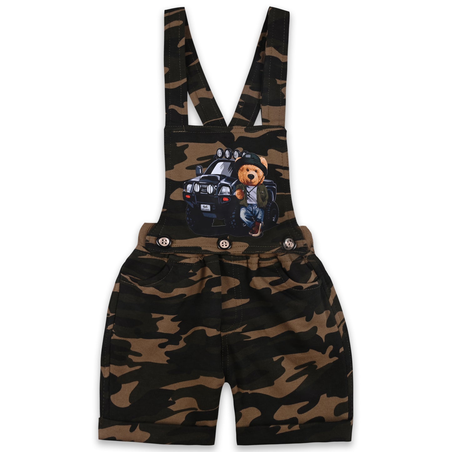 Baby Boys Camouflage Pattern T-Shirt and Shorts Dungaree Set