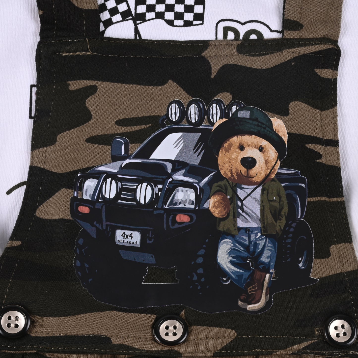 Baby Boys Camouflage Pattern T-Shirt and Shorts Dungaree Set